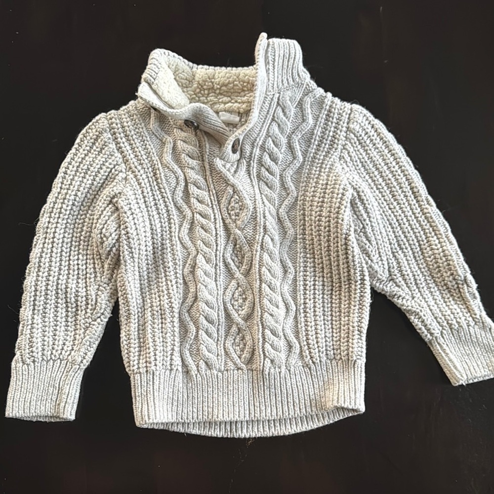 GAP Gray Cable Knit Sweater with Mock Turtleneck